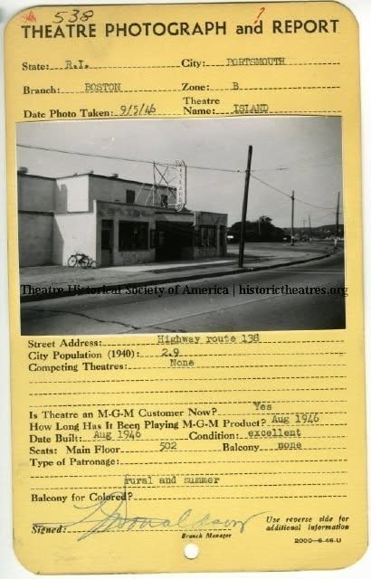 Vintage Island Theatre ticket window and entrance
